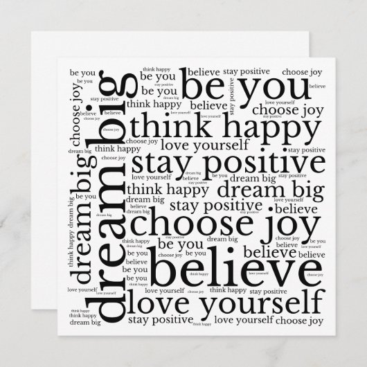 Positivität WordArt Muster Schwarzer Text Weiß (Vorne/Hinten)