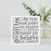 Positivität WordArt Muster Schwarzer Text Weiß (Stehend Vorderseite)