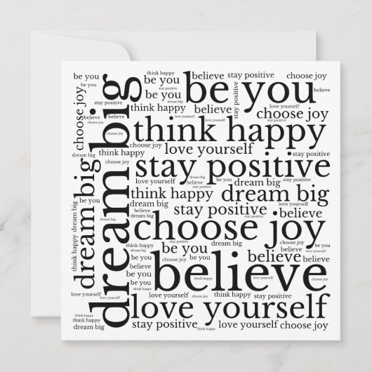 Positivität WordArt Muster Schwarzer Text Weiß (Vorderseite)