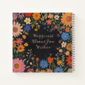 Positivity Journal mit Folk-Blume auf Black Notizblock (Rückseite)