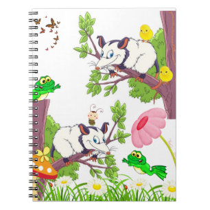 Possum Chick Frosch Mushroom Butterfly Notebook Notizblock