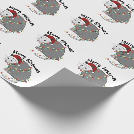 Possum Eat Trash Christmas Lights Merry Hissmass Geschenkpapier (Ecke)