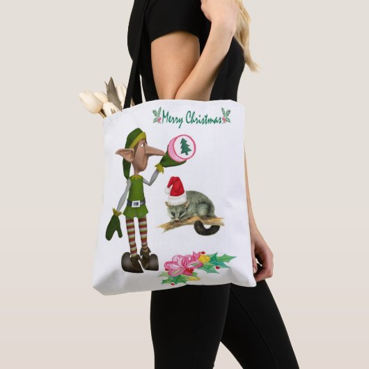 Possum Frohe Weihnachten Tragetaschen Elf Tasche (Von Nahem)