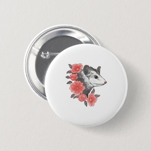 Possum mit Blume Button (Vorne & Hinten)