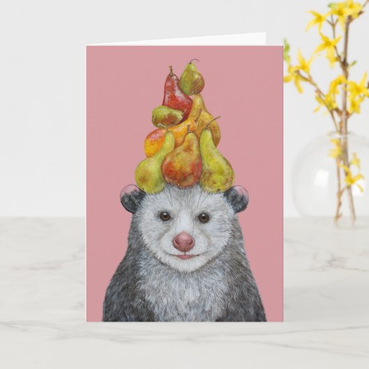 Possum mit einer Birnbaumkarte Karte (Gelbe Blume)