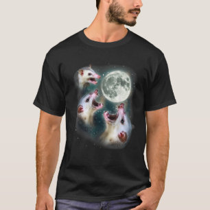 Possum-Mond 3 Opossums Seltsamer Toter Mond Verflu T-Shirt