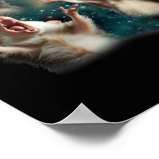 Possum Moon 3 Opossum Funny Weird Cursed Meme Poster (Ecke)