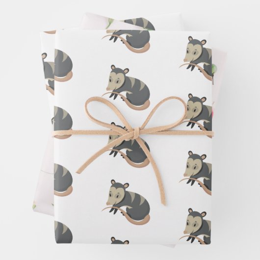 Possum Opossum Rose Blumengeschenk Wrapping Geschenkpapier Set (Beispiel)