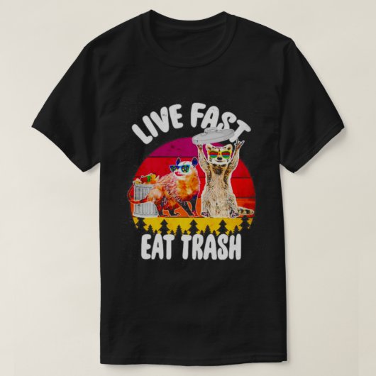 Possum und Raccoon Live Fast Eat Trash Classic TSh T-Shirt (Design vorne)