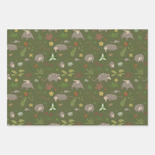 Possumas in einem Berry Field in Green Geschenkpapier Set (Vorderseite 3)
