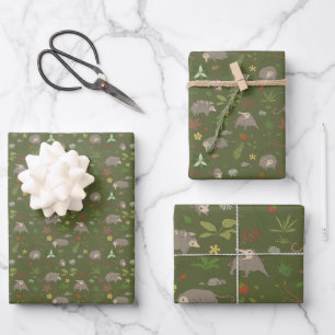 Possumas in einem Berry Field in Green Geschenkpapier Set