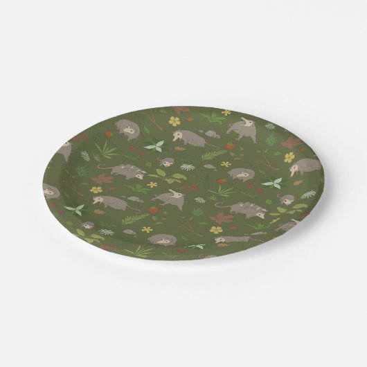 Possumas in einem Berry Field in Green Pappteller (Schrägansicht)