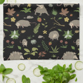 Possummen auf einem Berry-Feld in Schwarz Geschirrtuch (Gefaltet)