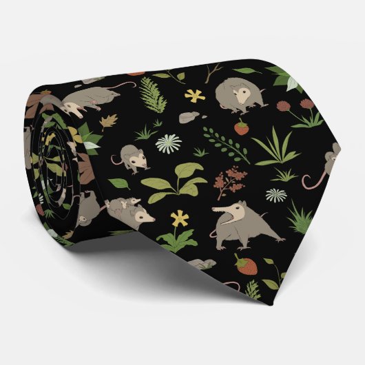 Possummen auf einem Berry-Feld in Schwarz Krawatte (Gerollt)