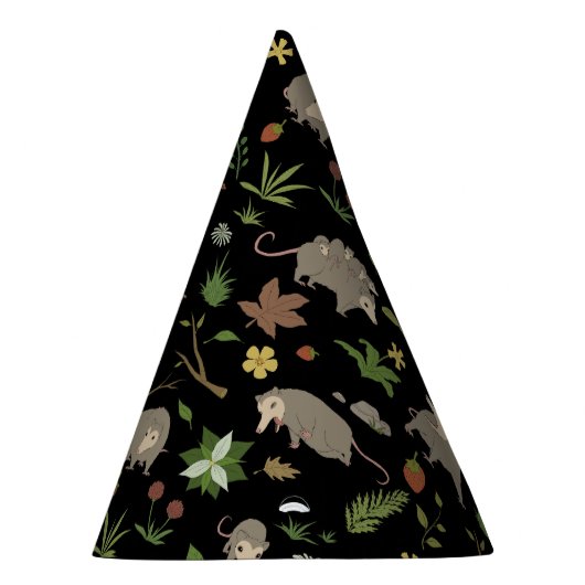 Possummen auf einem Berry-Feld in Schwarz Partyhütchen (Rechts)