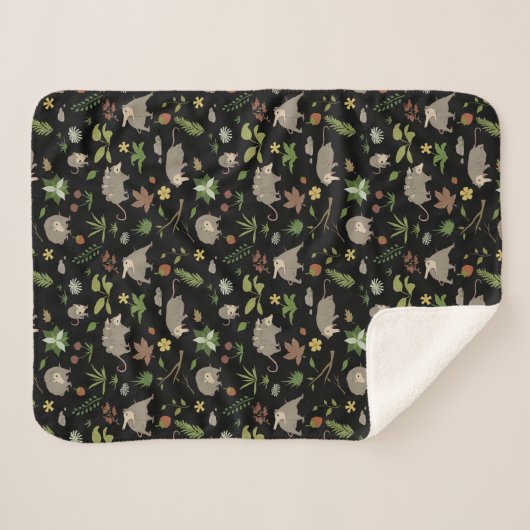 Possummen auf einem Berry-Feld in Schwarz Sherpadecke (Vorderseite (Horizontal))