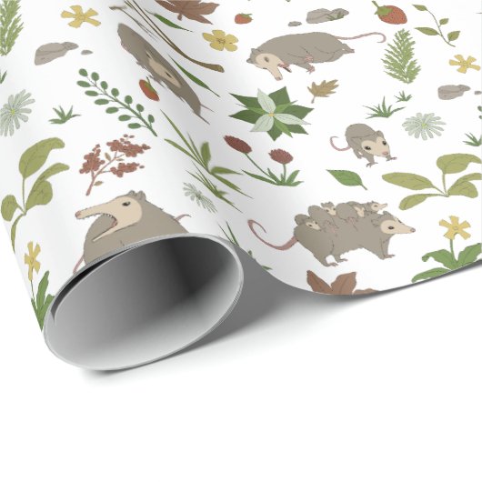 Possummen in einem Berry Field in White Geschenkpapier (Rolleneckpunkt)