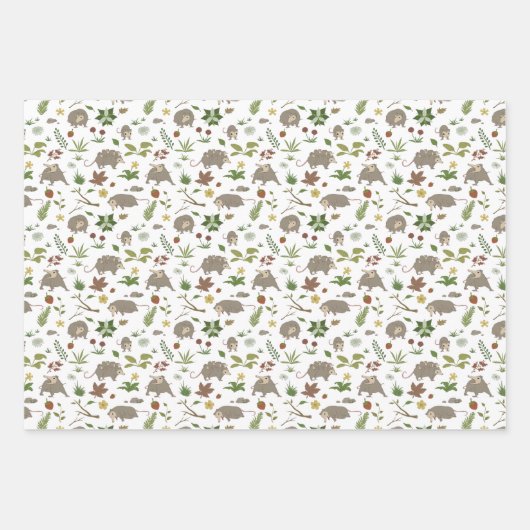 Possummen in einem Berry Field in White Geschenkpapier Set (Vorderseite 2)