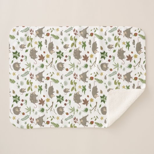 Possummen in einem Berry Field in White Sherpadecke (Vorderseite (Horizontal))