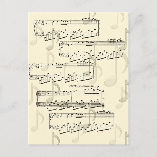 Post a Note Musical Chopin Romantic Nocturne Postkarte (Vorderseite)