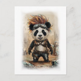 Post Apocalypse Panda Film Design auf Weiß Feiertagspostkarte