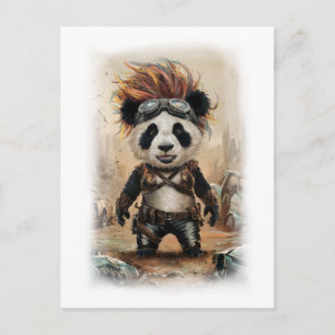Post Apocalypse Panda Film Design auf Weiß Feiertagspostkarte