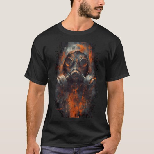 Post-Apocalyptic Gas Mask Dark Industrial T-Shirt (Vorderseite)