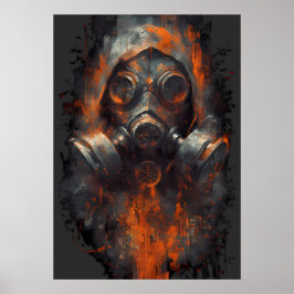 Post Apocalyptic Gas Mask Toxic Grunge Poster