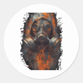 Post Apocalyptic Gas Mask Toxic Grunge Runder Aufkleber