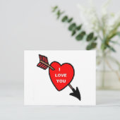 Post Card Arrow Thru Heart Red, I Liebe You Postkarte (Stehend Vorderseite)