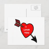 Post Card Arrow Thru Heart Red, I Liebe You Postkarte (Vorne/Hinten)