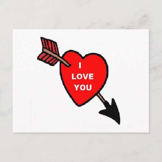 Post Card Arrow Thru Heart Red, I Liebe You Postkarte (Vorderseite)