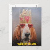 Post Card Basset Hound King, King of Hearts Postkarte (Vorne/Hinten)