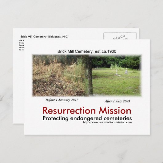 Post card~~Brick Mill Friedhof Postkarte (Vorne/Hinten)