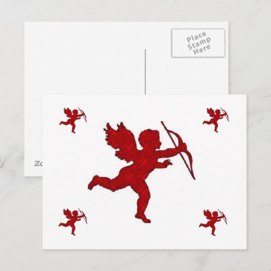 Post Card Cupid Red Postkarte (Vorne/Hinten)
