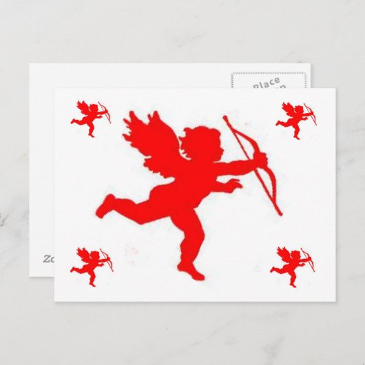 Post Card Cupid Red Schlicht Postkarte (Vorne/Hinten)