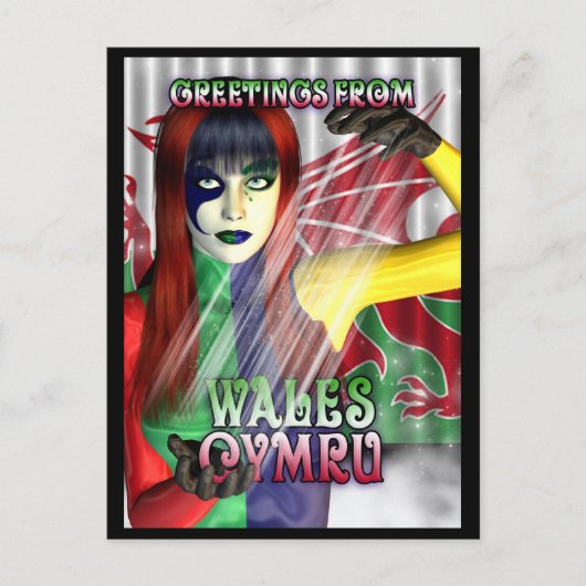 Post Card Grüße aus Wales, Cymru, Dragon Postkarte (Vorderseite)