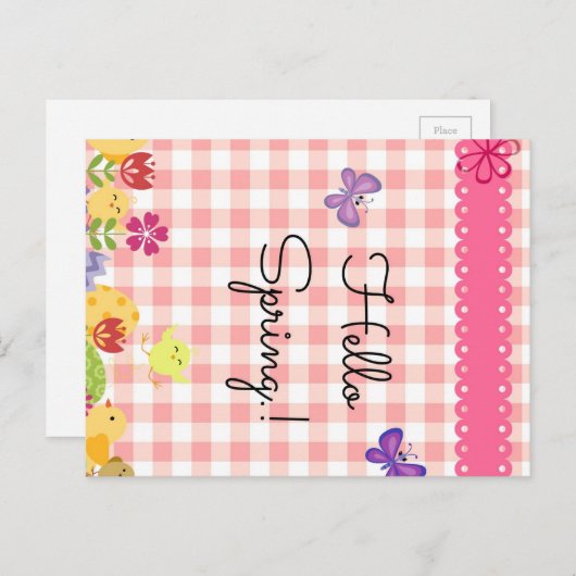 Post Card-Hello Spring! Postkarte (Vorne/Hinten)