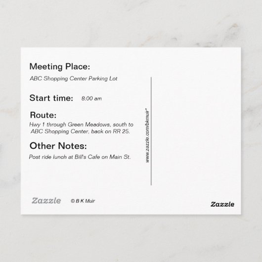 Post Card - Lasst uns fahren (Fahrräder) Postkarte (Rückseite)