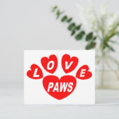 Post Card Liebe Paws Hearred Postkarte (Stehend Vorderseite)