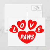 Post Card Liebe Paws Hearred Postkarte (Vorne/Hinten)