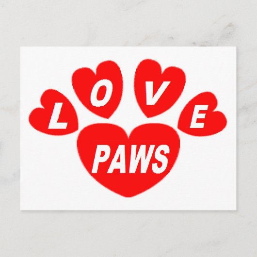 Post Card Liebe Paws Hearred Postkarte (Vorderseite)