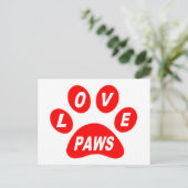 Post Card Liebe Paws Red Postkarte (Stehend Vorderseite)