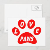Post Card Liebe Paws Red Postkarte (Vorne/Hinten)