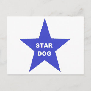 Post Card Star Hund auf Blue Star Postkarte