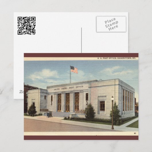 Post Hagerstown MD Vintag Postkarte (Vorne/Hinten)