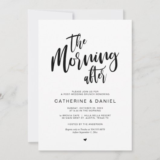 Post Hochzeit Brunch, am Morgen danach Einladung (Vorderseite)
