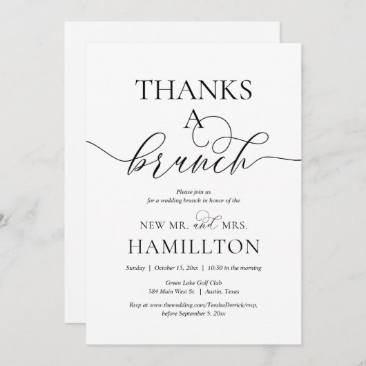 Post Hochzeit Brunch, Dank einer Brunch-Einladung Einladung (Vorne/Hinten)
