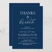 Post Hochzeit Brunch, Dank eines Brunch, Navy Blue Einladung (Vorne/Hinten)