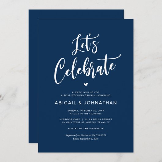 Post Hochzeit Brunch, essen, Lasse feiern Einladung (Vorne/Hinten)